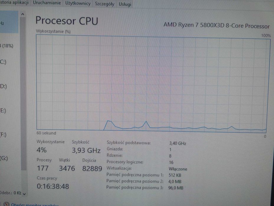 komputer stacjonarny z ryzen 7 5800X3D 32gb  dyski ssd   bez karty graficznej