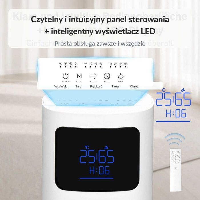 Wentylator kolumnowy TFL06EB 50W, 35 dB, cicha praca, pilot, 90° oscylacja, timer, LED Białystok