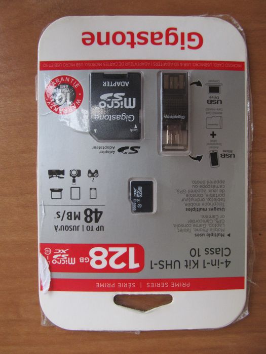 Карта памяти Gigastone 128Gb 128Гб micro SDXC + usb адаптер