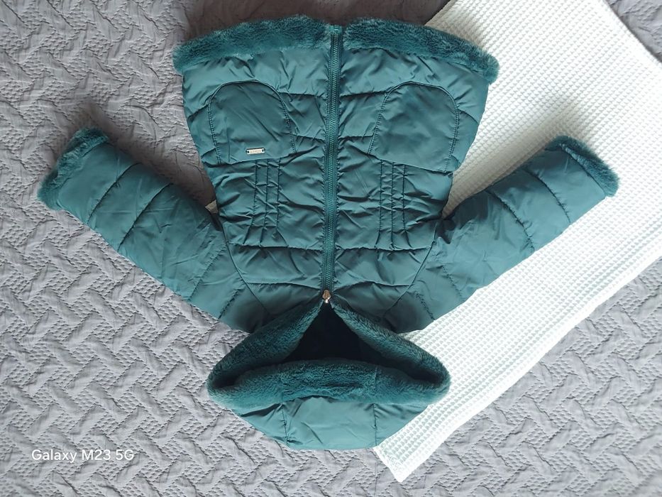 Dwustronna elegancka kurtka dziewczęca Mayoral, butelkowa zieleń, r80