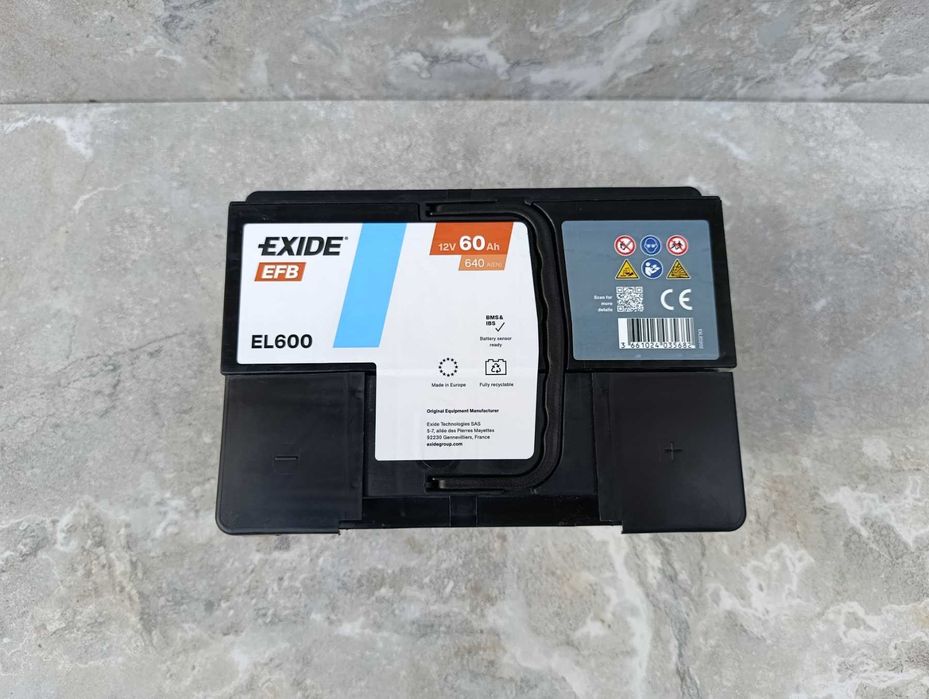 Автомобильный аккумулятор EXIDE EFB 60Аh 640A R+ Start-Stop (EL600)