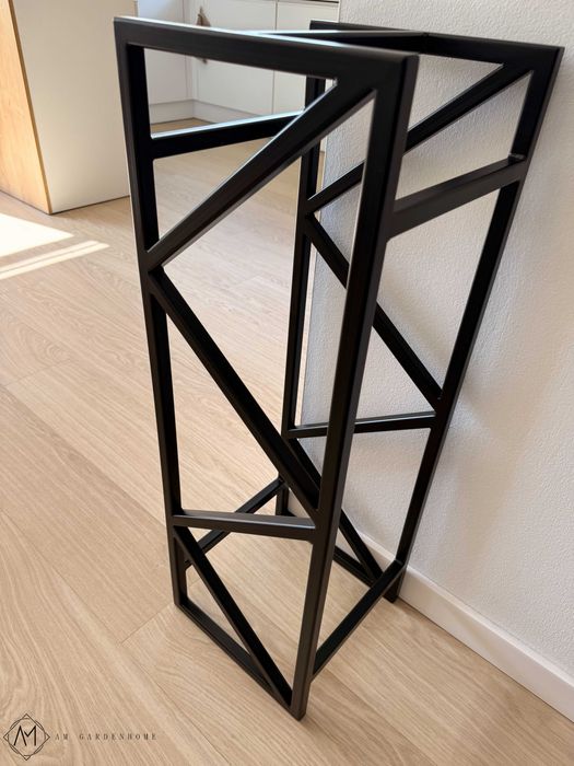 Stojak na Drewno Kominkowe / Grillowe LOFT Regał Kominkowy Stalowy Czarny 110cm