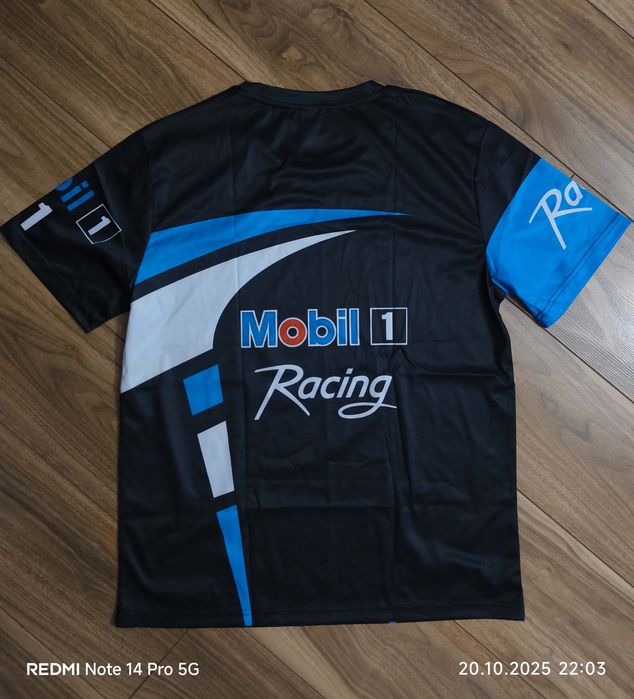 T-shirt T-shirt męski Mobil 1 Racing materiał oddychający rozm L
