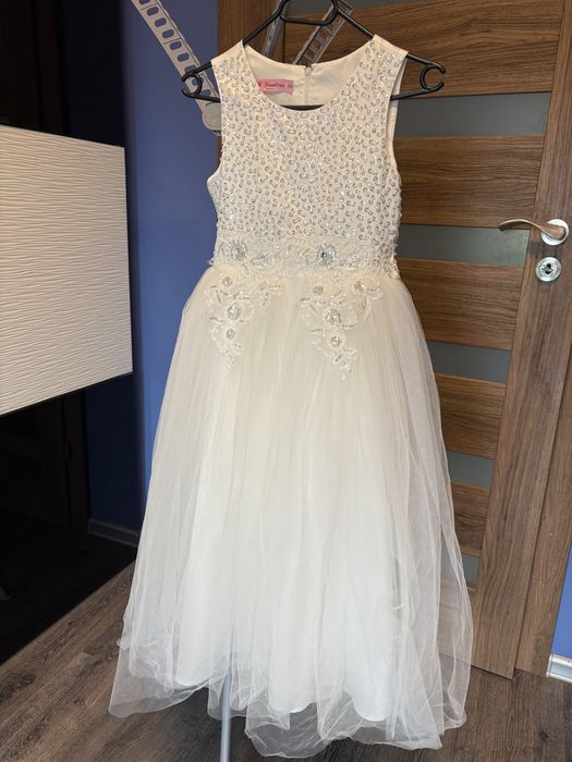 Sukienka na wesele biała rozm.146/152 cm 11/12lat !