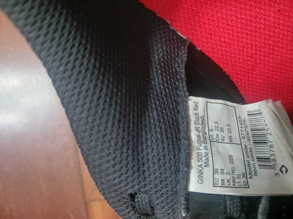 Sapatilhas de futsal GINKA 500 preto/vermelho - n°36