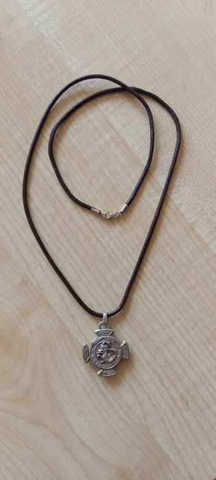 Srebro,HANUSSEN, stary niemiecki naszyjnik, amulet ze smokiem.