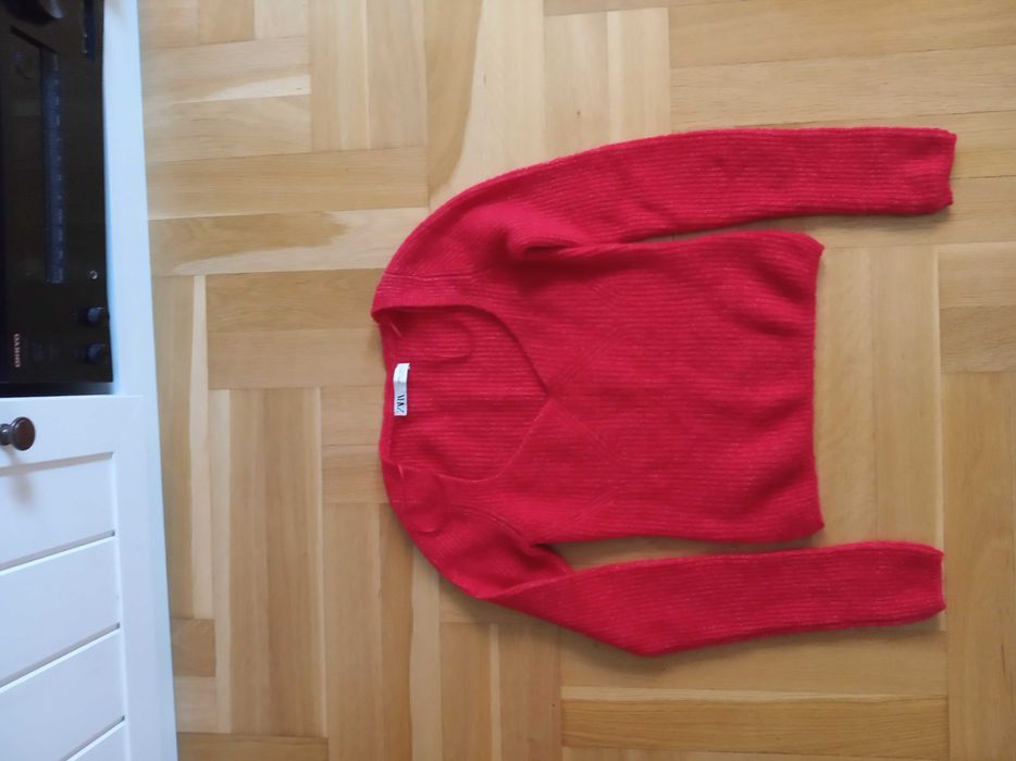 Zara czerwona alpaka wełna wool alpaca 36 sweter