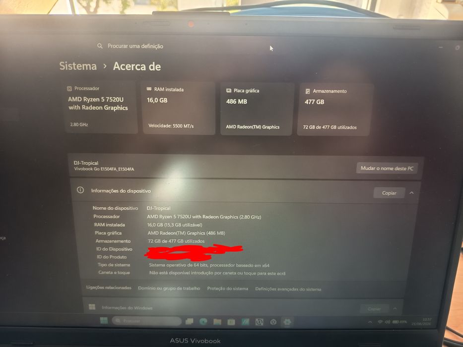 PC Portátil Asus Vivobook E1504FA-R57ALHDPB2