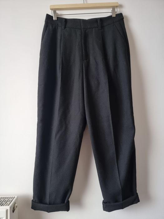 Czarne eleganckie wełniane długie spodnie Uniqlo damskie 38