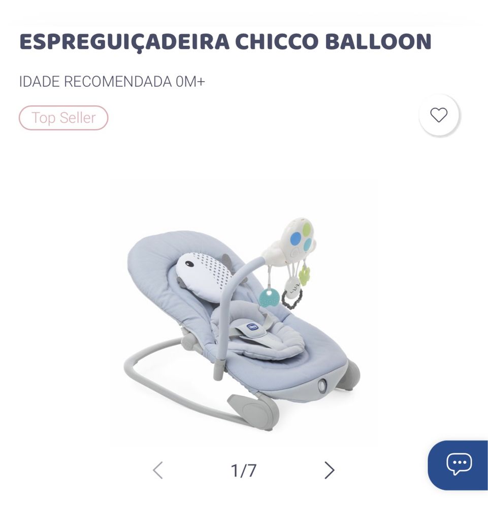 Espreguiçadeira Balloon Do Nascimento Até 18kg Azul Chicco