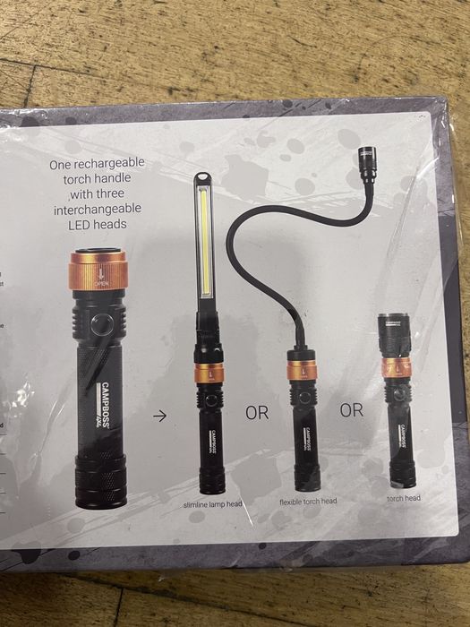 CampBoss 4x4 Boss Torch 3 in 1 lanterna Led recarregável - NOVO