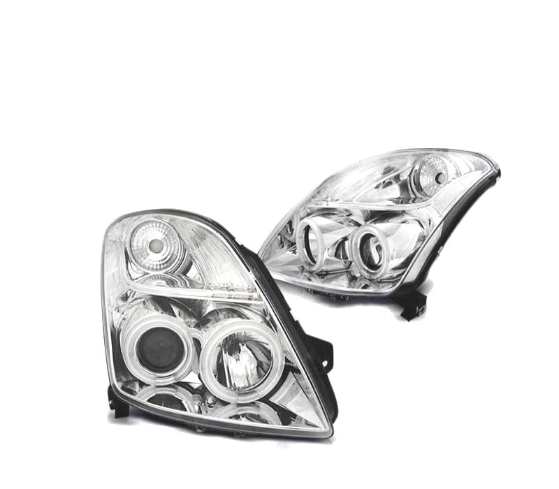 FARÓIS SUZUKI SWIFT 05-10 OLHOS DE ANJO CCFL CROMADOS