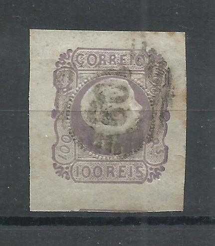 Selos portugueses - 1 selo 100 Reis de D. Pedro V, 1855 – 1856