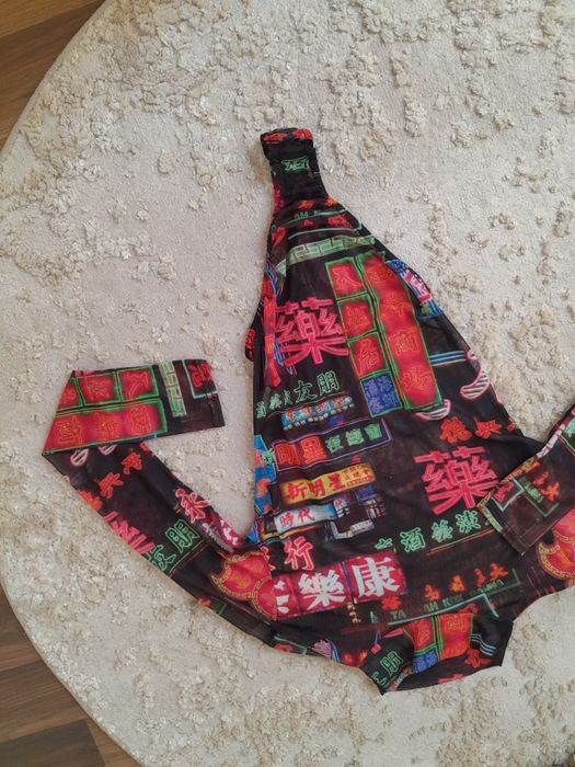 Body kobiece ala stringi eleganckie przezroczyste półgolf bluzka s m