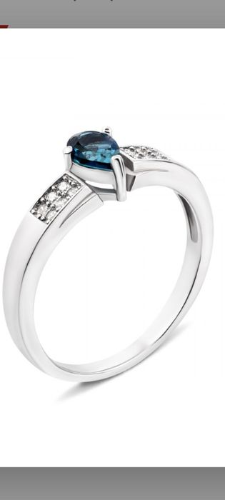 Кольцо серебро 925 Лондон топаз