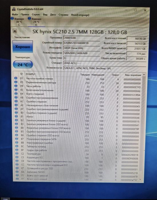 Диск ssd SK HYNIX  128gb  2.5 для ноутбука або системного блока Стан гарний