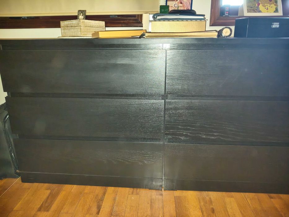 CÓMODA MALM c/6 gavetas, pret-cast, 160x78 cm