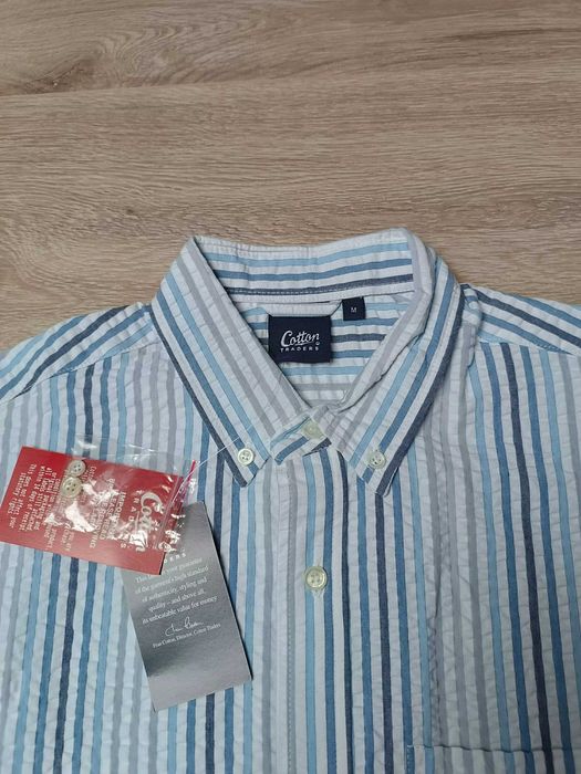 Koszula krótki rękaw kołnierzyk kieszonka prążek 'Cotton Traders' M