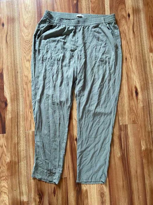 Xxl 48 50 h&m spodnie material khaki cienkie lekkie material +size
