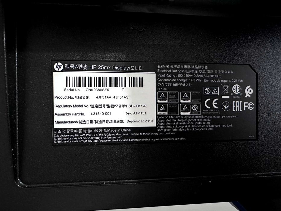 Monitor HP 25mx 144hz 24.5"
