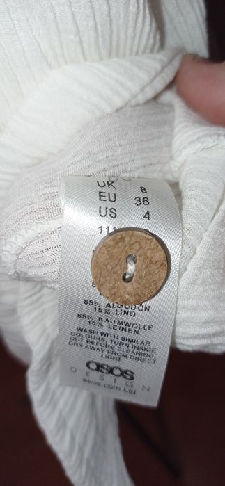 ASOS DESIGN – Biały krotki kombinezon na lato len rozmiar 36/38