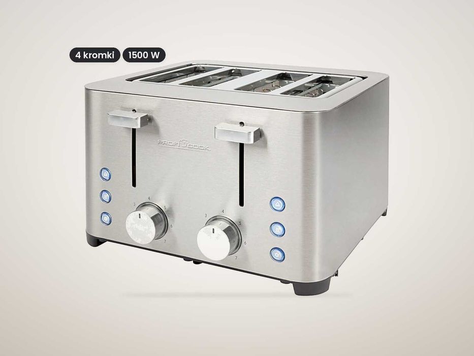 TOSTER na 4 kromki ProfiCook, stal nierdzewna, 1500 W GWARANCJA