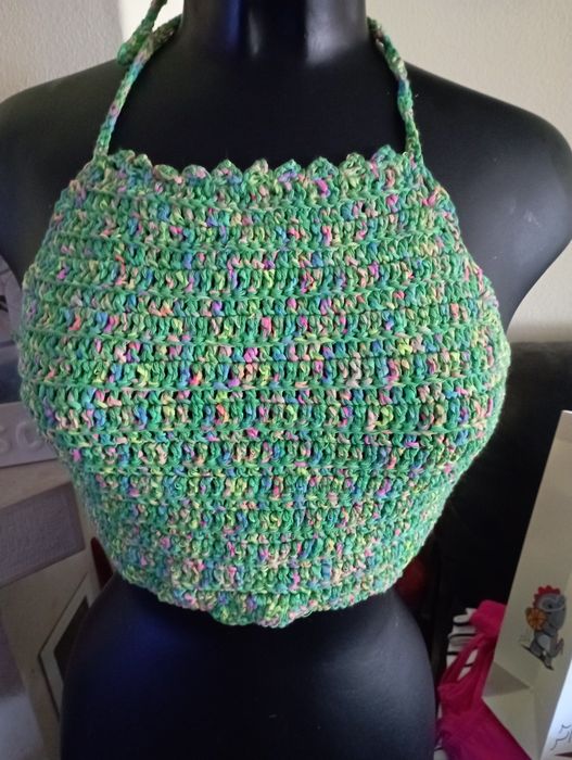 Top e soutien  feito a mão em linha algodão