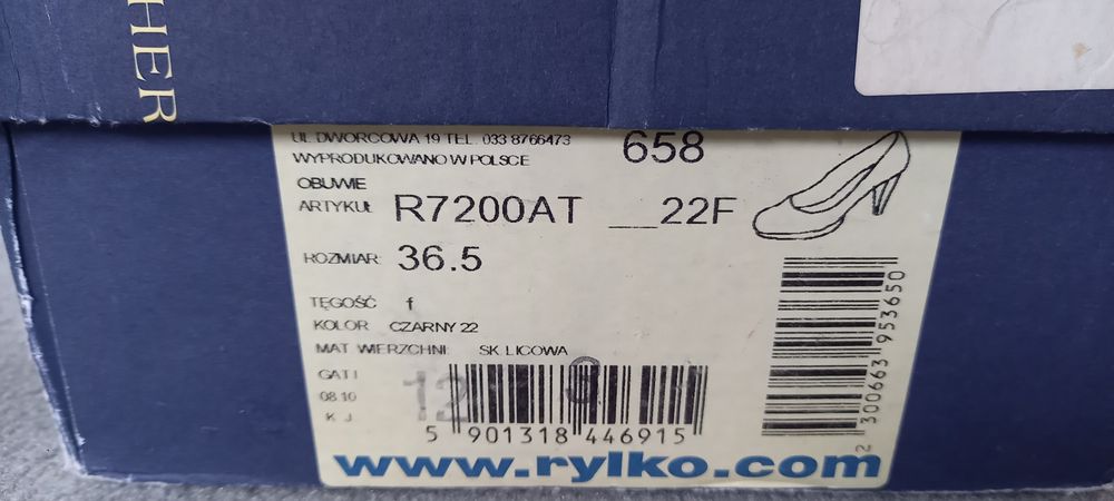 Szpilki czółenka skórą licowa czarne Ryłko r. 36.5