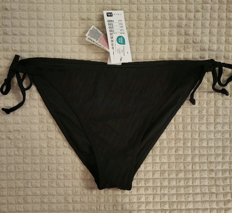 Czarny Wiązany Dół Majtki od Bikini Stroju Kąpielowego r XXL Pepco