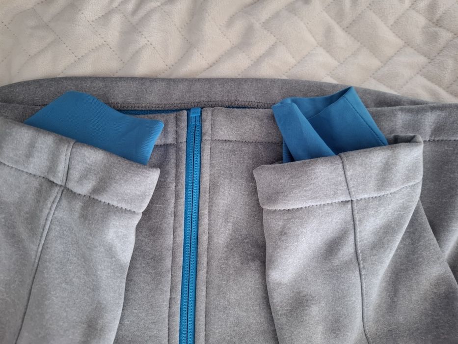 Softshel 134/140 szary niebieski kurtka z kapturem