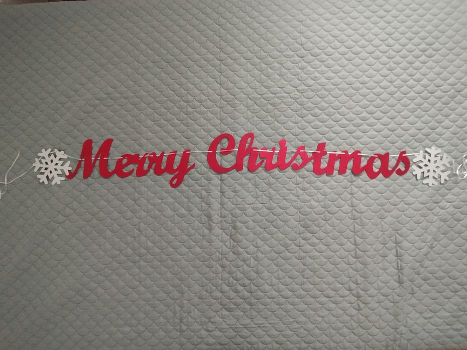 Świąteczny napis girlanda dekoracja Merry Christmas czerwony srebrny