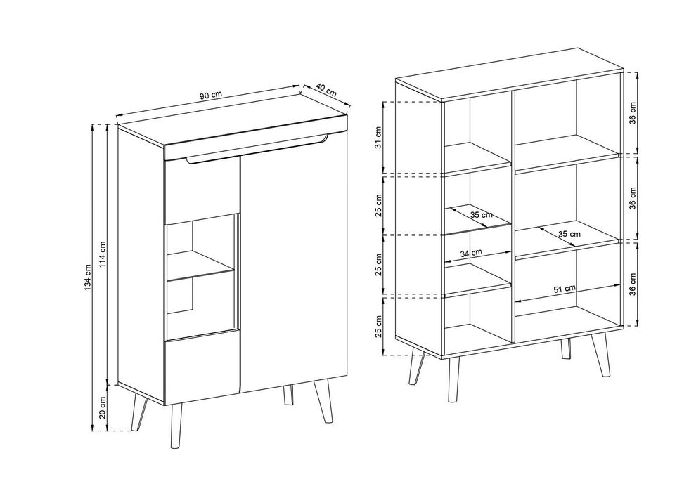 Komplet witrynek w kolorze dąb artisan NOWE - Outlet