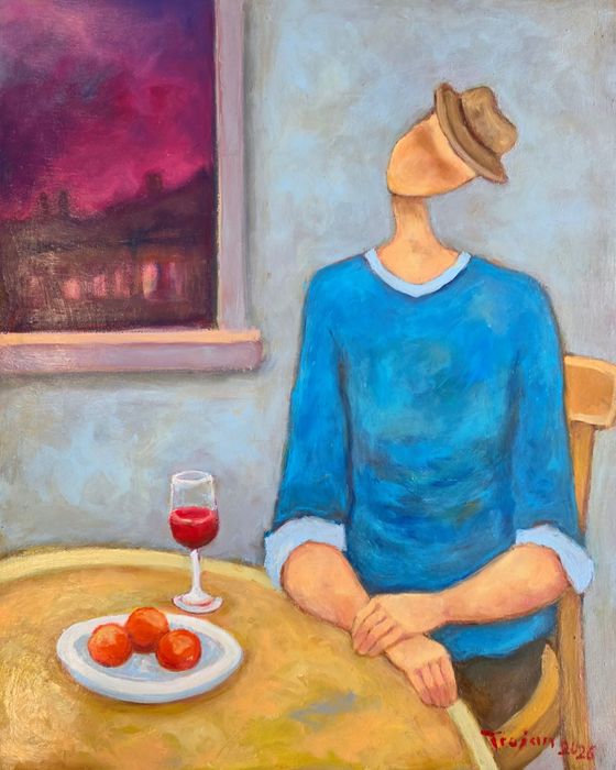 Obraz Olejny Wieczorne wino - Henryk Trojan