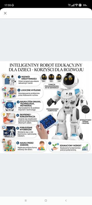 Robot edukacyjny na pilot z programowaniem LED nauka dla dzieci