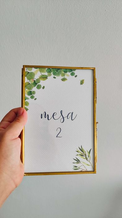 Conjunto de 7 molduras douradas em vidro e metal