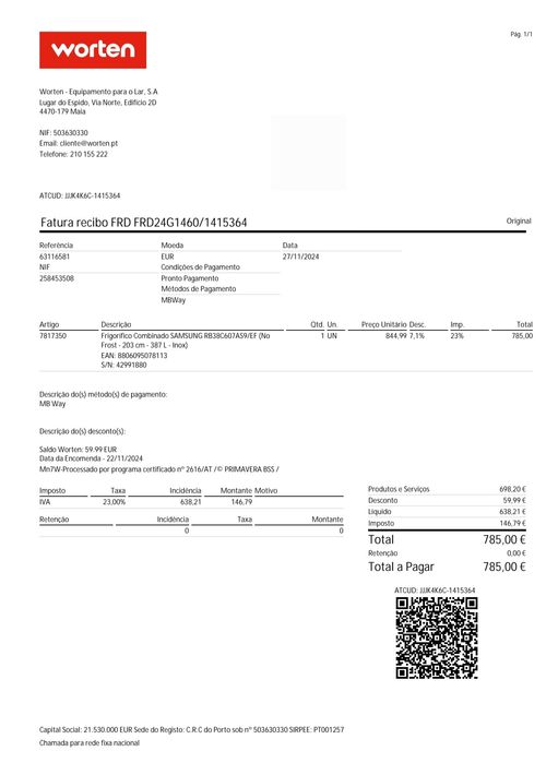 Frigorífico Combinado SAMSUNG RB38C607AS9/EF (No Frost - 203 cm - 387