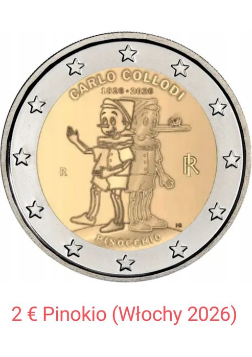 2 € 2 euro Włochy 2026 Pinokio UNC