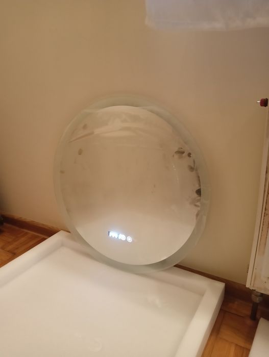 Lustro okrągłe podświetlane 50 cm ściemne NOWE