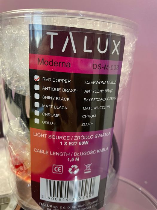 3x lampy MODERNA Italux różowe złoto