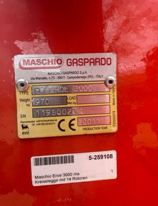 Agregat / Brona Aktywna Maschio Gaspardo 3,0m, wał Packer