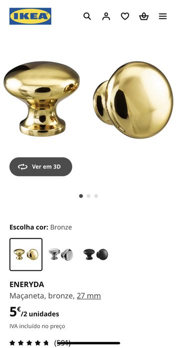 6 Puxadores novos dourados Ikea