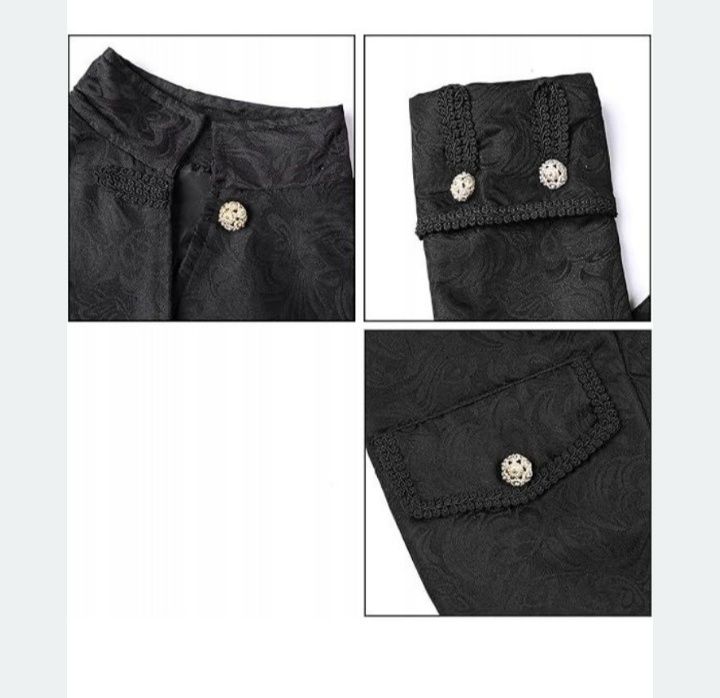 XL.Surdut płaszcz FOVER męska w stylu vintage steampunk z falbaną, śre