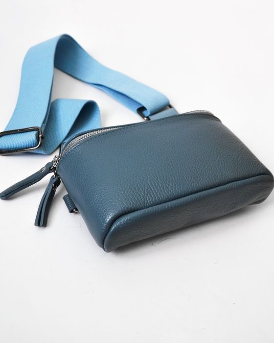 Брендова нова шкіряна сумка через плече бананка GENUINE LEATHER