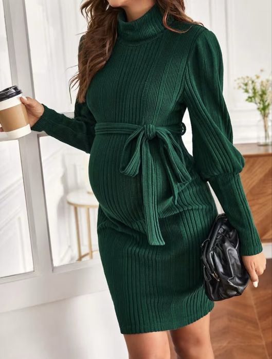 Смарагдова сукня плаття shein в рубчик розмір Л для вагітних