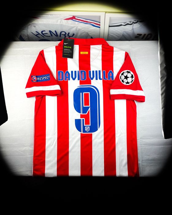 (XL) DAVID VILLA 9 ATLETICO MADRYT FINAŁ LIGI MISTRZÓW 2015/2016 Nike Nowa Czerwona Biała Domowa Piłkarska Koszulka Sportowa Jersey Kolekcjonerska