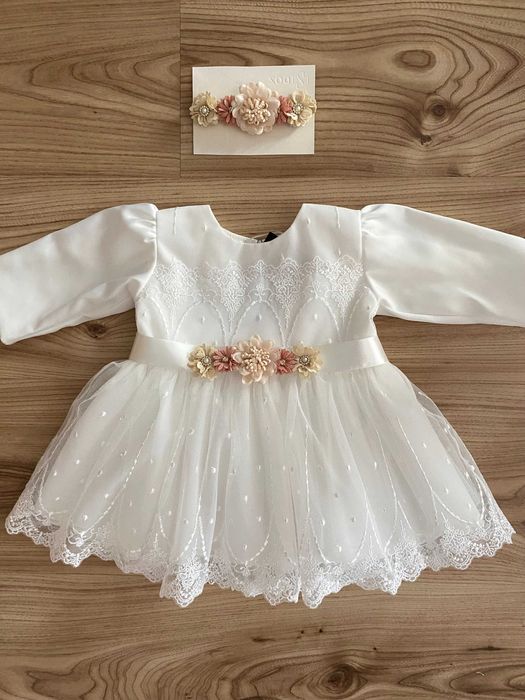 NOWY komplet/ zestaw do chrztu dla dziewczynki DUŻY / sukienka