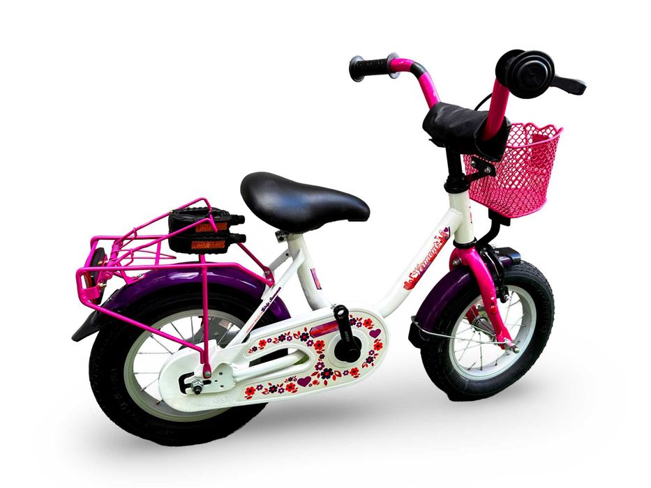 Rower Dziecięcy VERMONT GIRLY Koła 12" Fioletowy Błotniki Bagażnik
