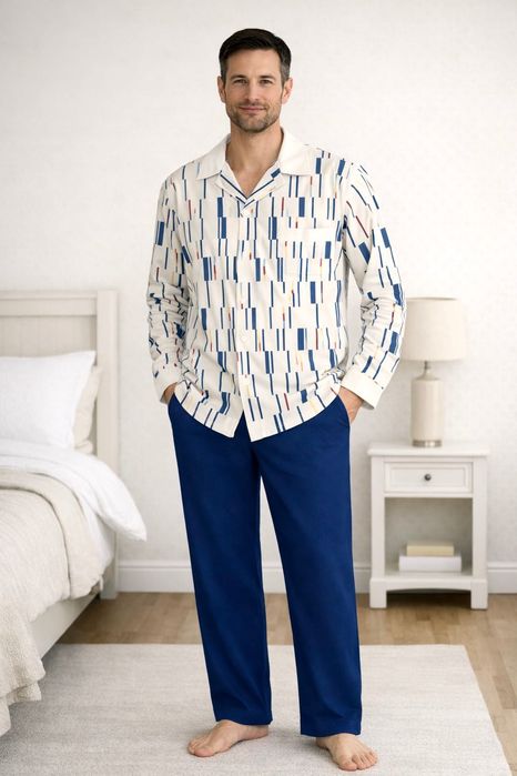 Преміальні чоловічі піжамні сорочки BADER з натуральної бавовни із Німеччини, розмір L-XL