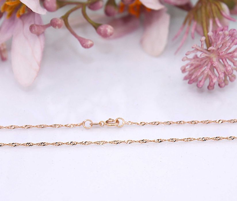 Złoty łańcuszek p.585/1,00g - splot Singapur - różowe złoto