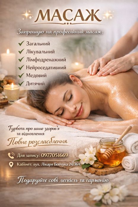 Послуги масажу р-н Раківка